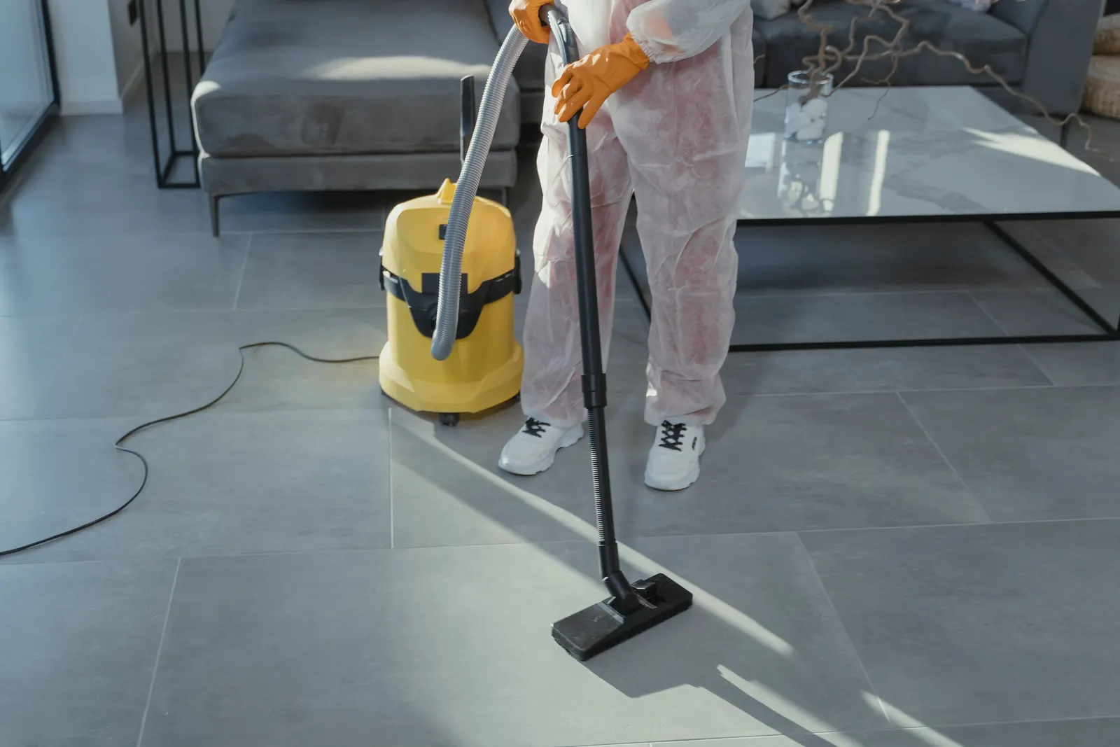 Professional cleaning equipment used on home flooring